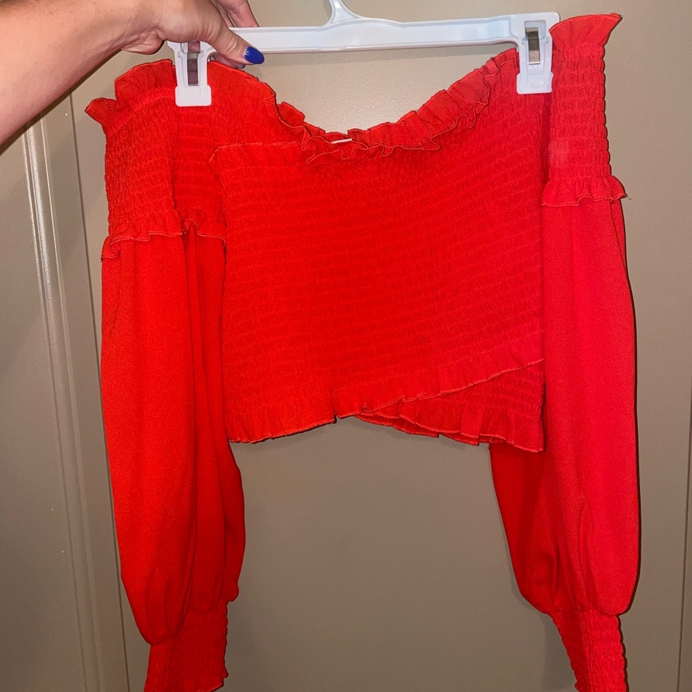 Red/Orange off the shoulder top - 30A Boutique - Size M